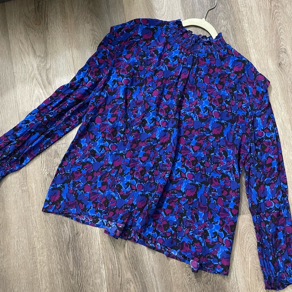 NEW Suncoo Paris Lea Printed Blouse Floral Print Top Long Sleeve Ruffled - Picture 8 of 11